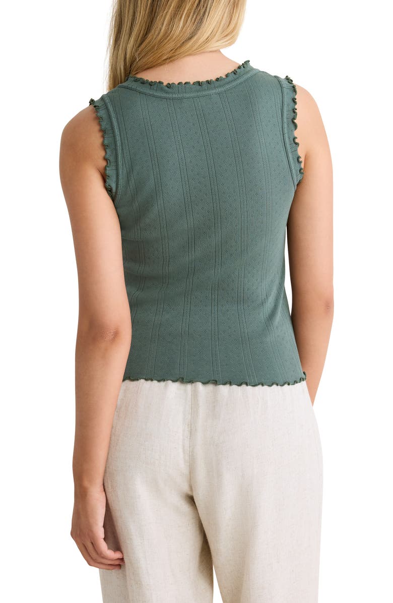 nz BY NIC AND ZOE Ella Rib Lettuce Trim Cotton Pointelle Tank, Alternate, color, Palm