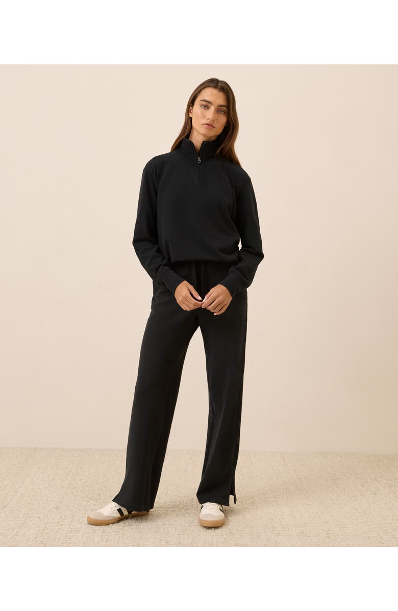 Pact Organic Cotton CloudKnit Quarter Zip, Alternate, color, Black