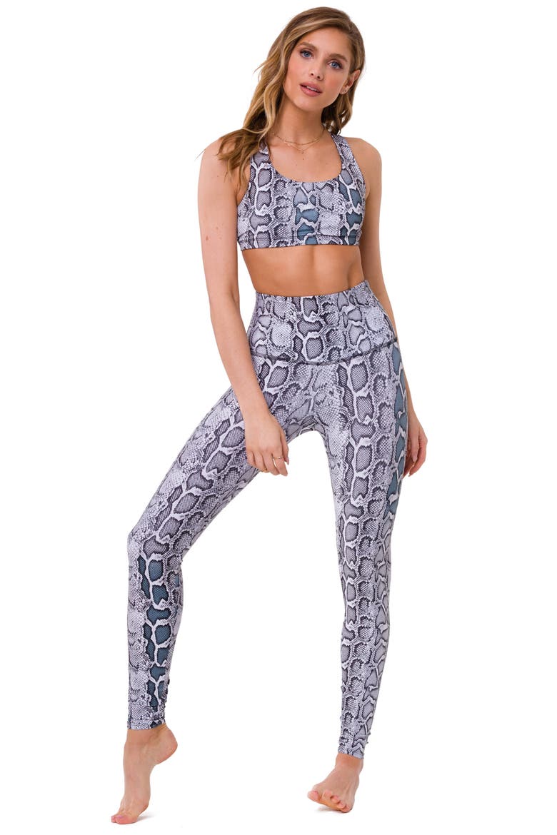 Graphic High Rise Leggings, Alternate, color, BLACK / WHITE SNAKE
