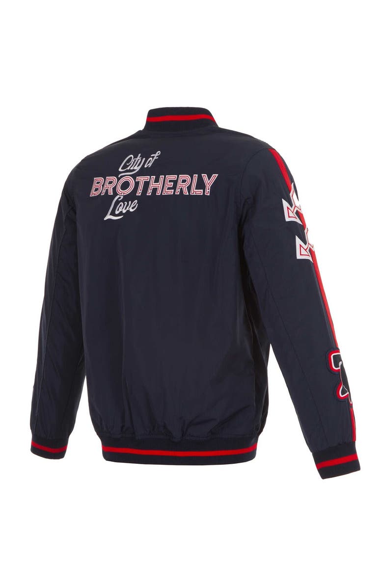 JH DESIGN Men's JH Design White Philadelphia 76ers 2023/24 City Edition Nylon Full-Zip Bomber Jacket, Alternate, color, 