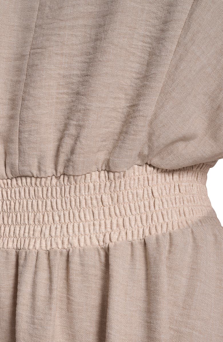 DKNY Smocked High-Low Dress, Alternate, color, Beige