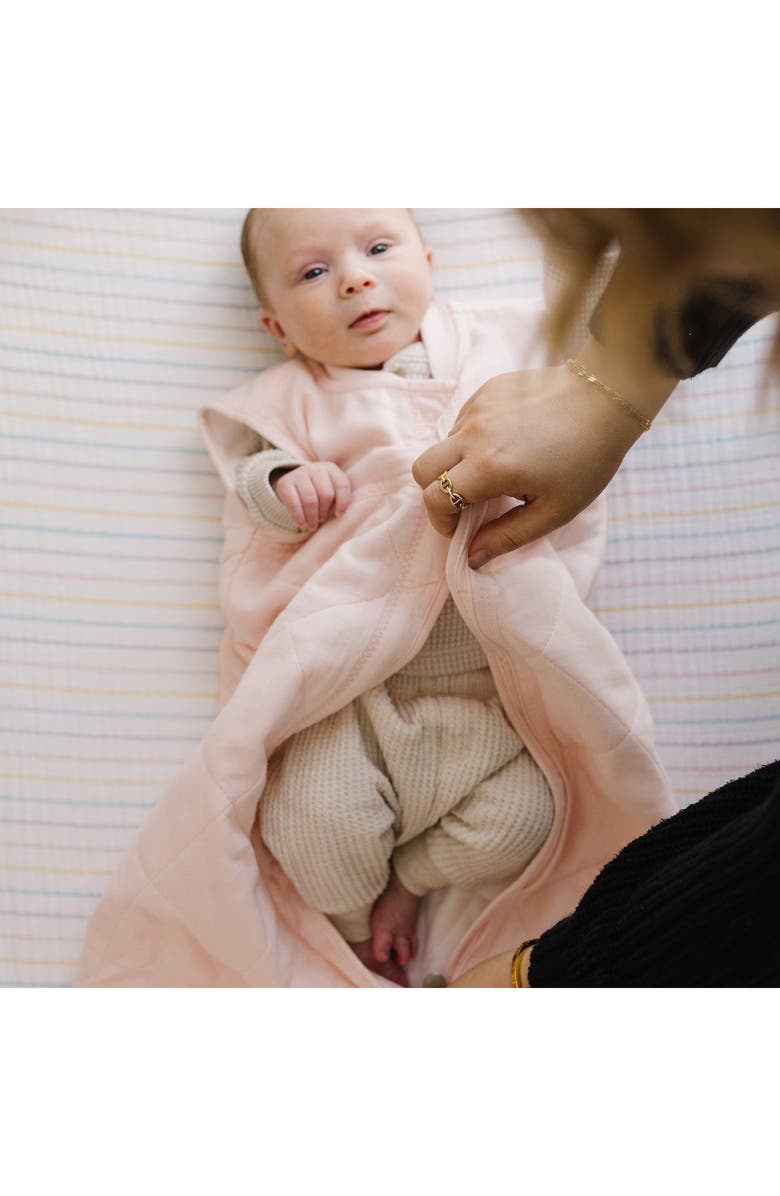 little unicorn Cotton Muslin Quilted Wearable Blanket, Alternate, color, Light Pink