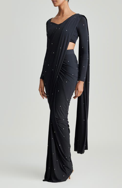Holichic Five Second Beaded Saree In Black