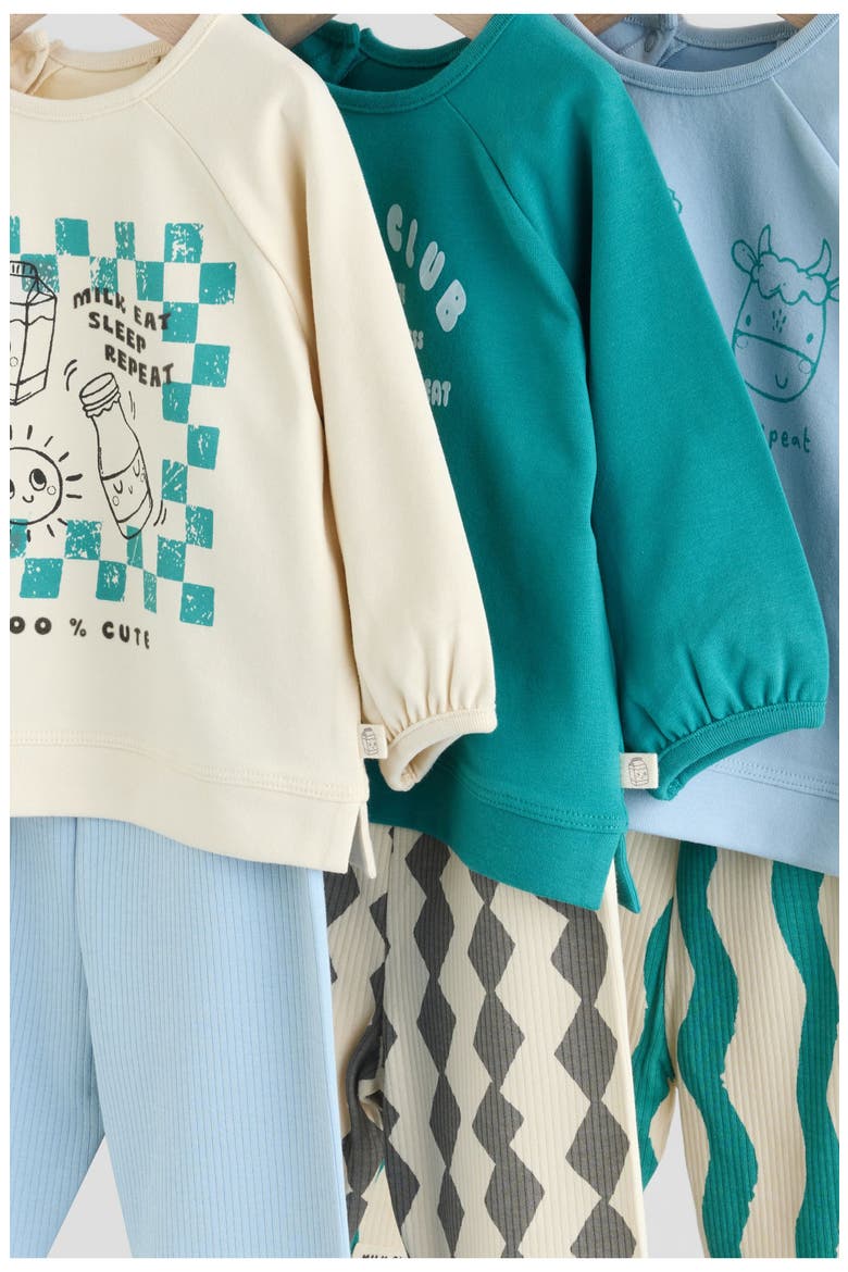 6-Pack Milk Club Assorted Sweatshirts & Leggings Set, Alternate, color, GREEN