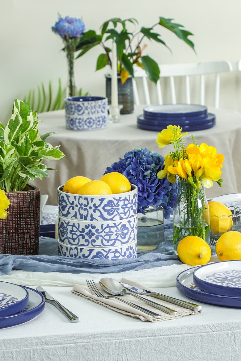 Tropea Stoneware 24-piece Dinnerware Set, Alternate, color, Blue