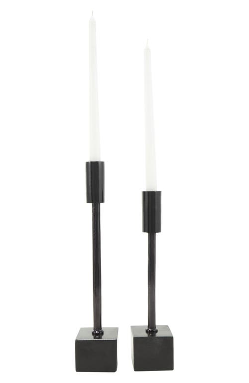 Vivian Lune Home Set Of 2 Modern Black Metal Candleholders In Black