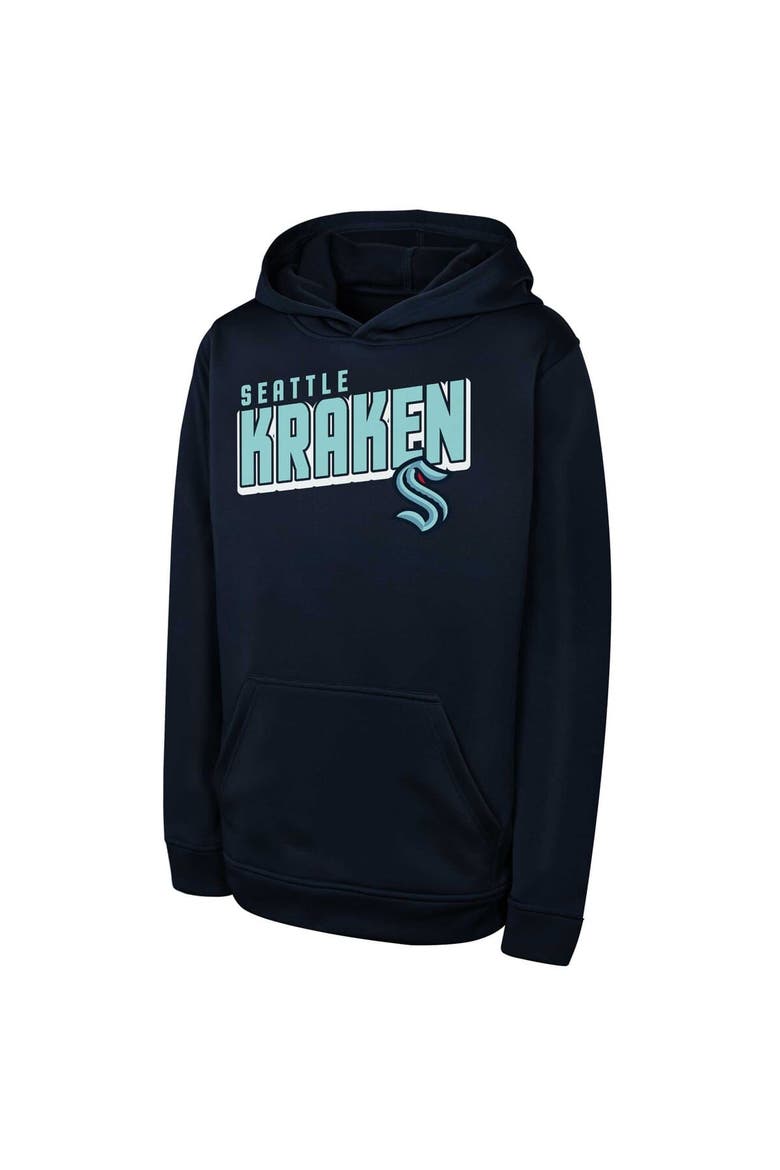 Youth  Deep Sea Blue Seattle Kraken Cyber Punk Performance Hoodie, Alternate, color, Navy