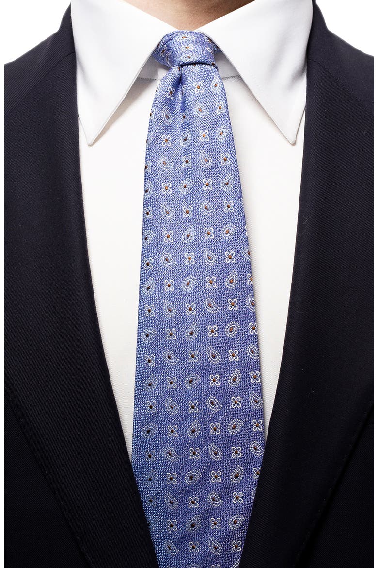 Paisley Silk & Linen Tie, Alternate, color, PURPLE