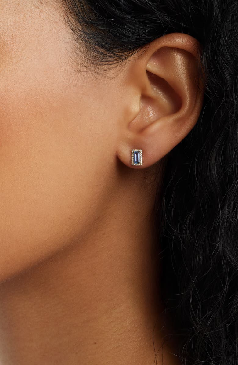 Meira T Blue Sapphire & Diamond Stud Earrings, Alternate, color, Yellow/Blue