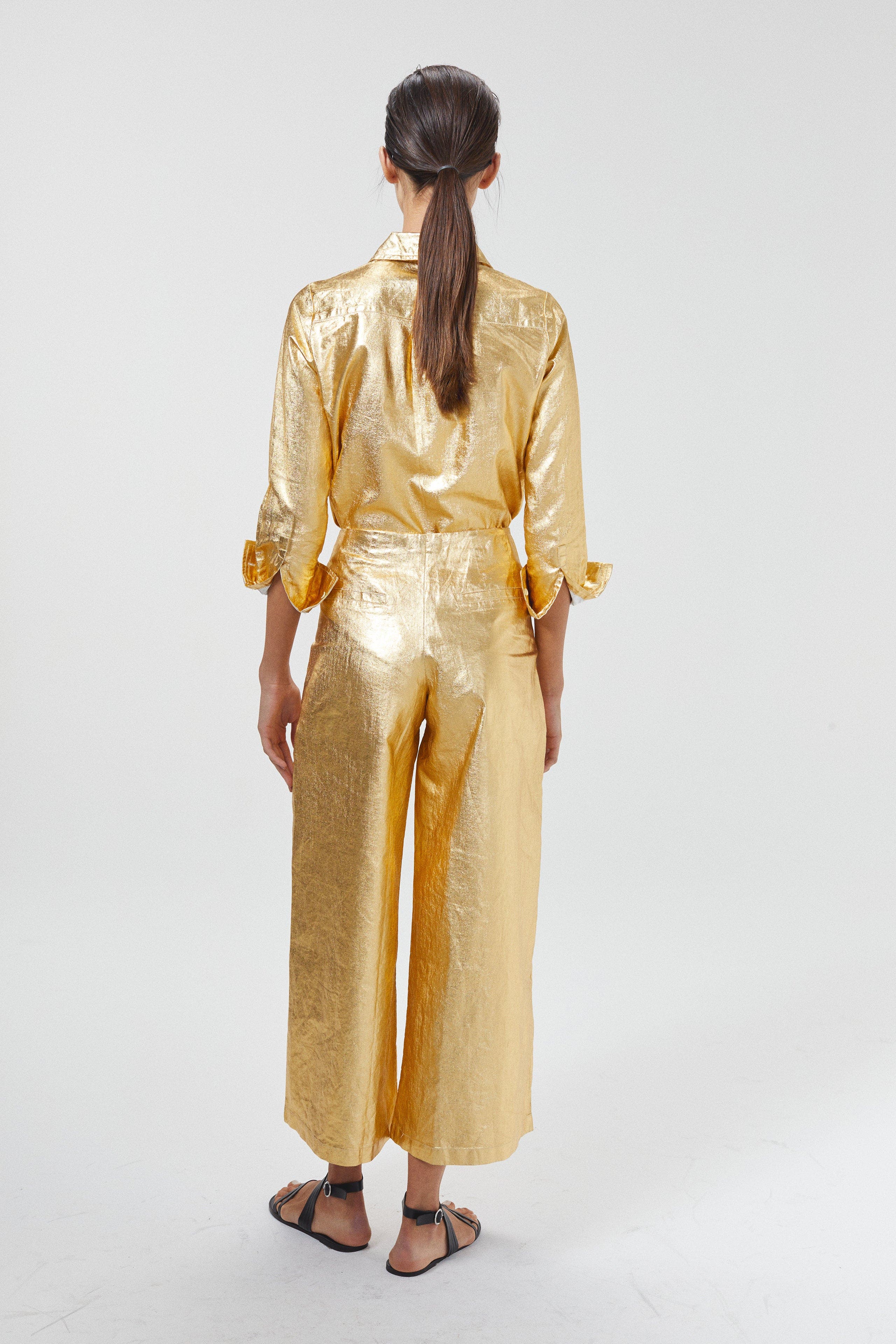 Culotte Metallic Linen Pant - image 4