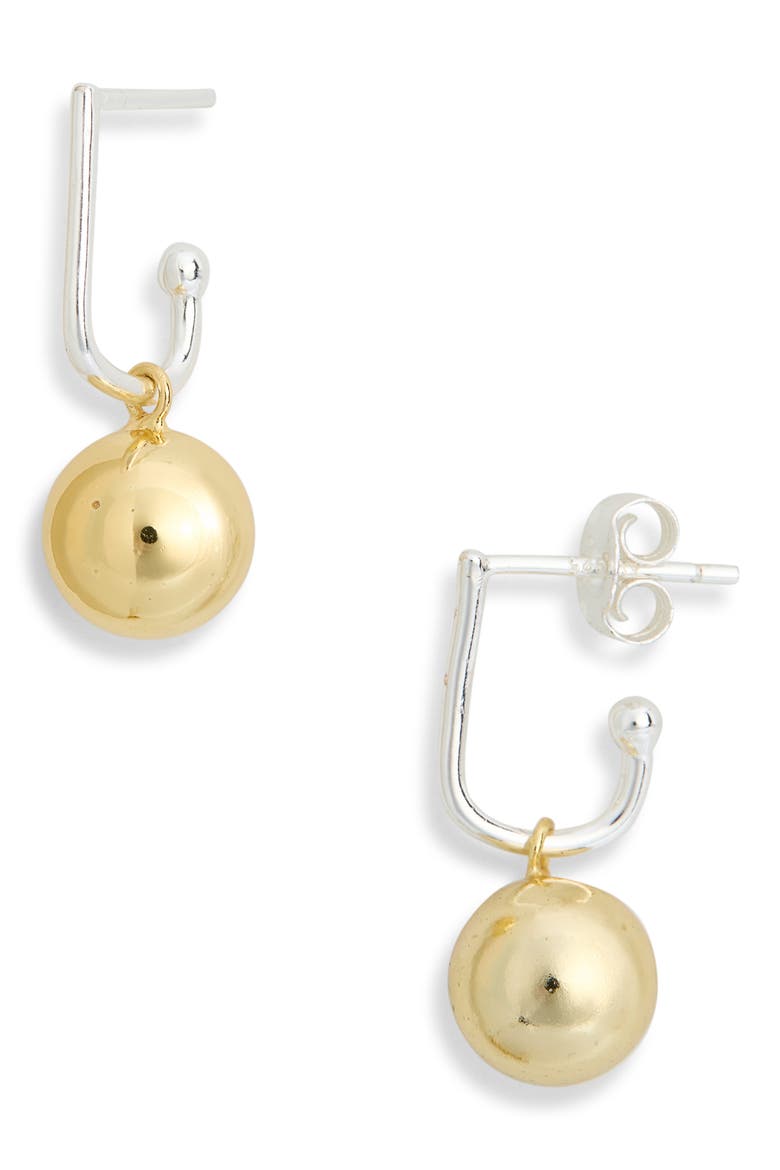 Two-Tone Drop Earrings, Main, color, GOLD/ SILVER