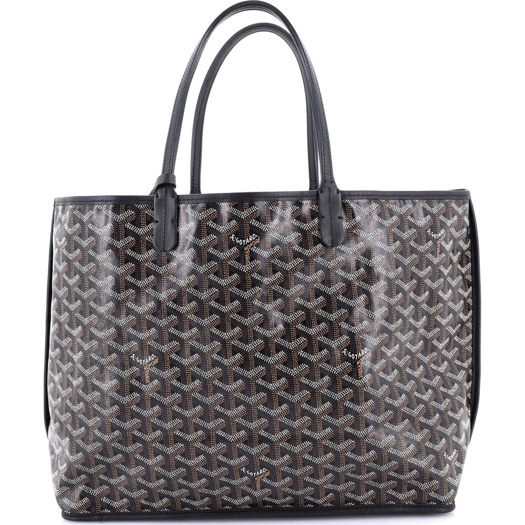 Pre-owned Goyard Goyard Anjou Reversible Tote Coated Canvas Pm In Black