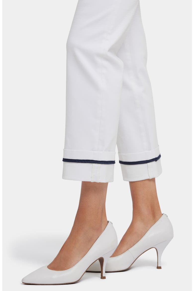 Marilyn High Waist Contrast Detail Wide Cuff Ankle Jeans, Alternate, color, OPTIC WHITE