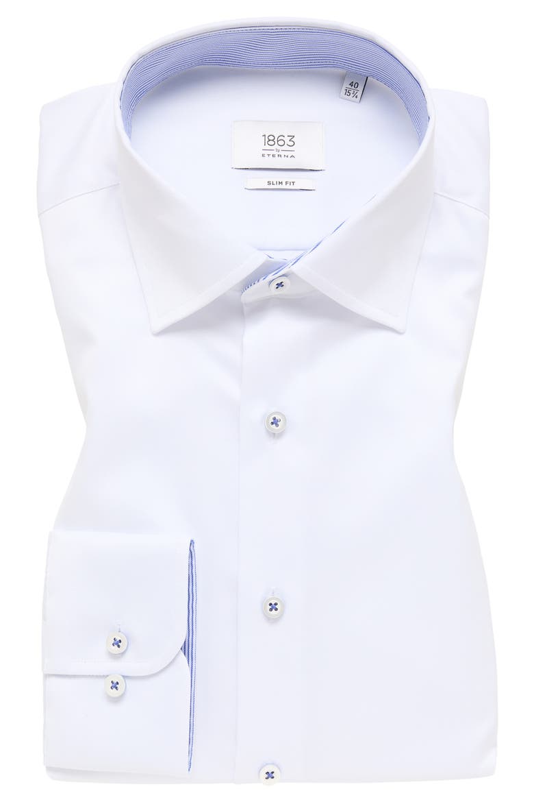 Luxury Slim Fit Non-Iron Dress Shirt, Alternate, color, WHITE