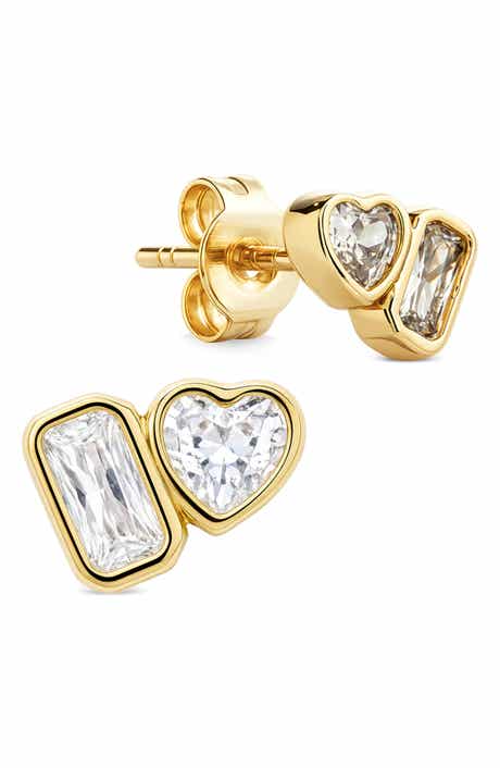 Mixed Cut Cubic Zirconia Stud Earrings