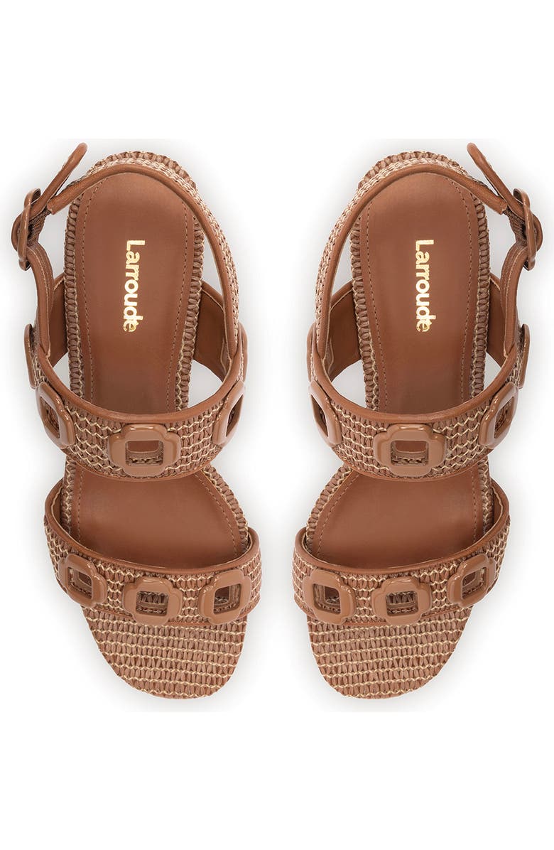 Larroudé Milan Sandal, Alternate, color, Caramel Raffia