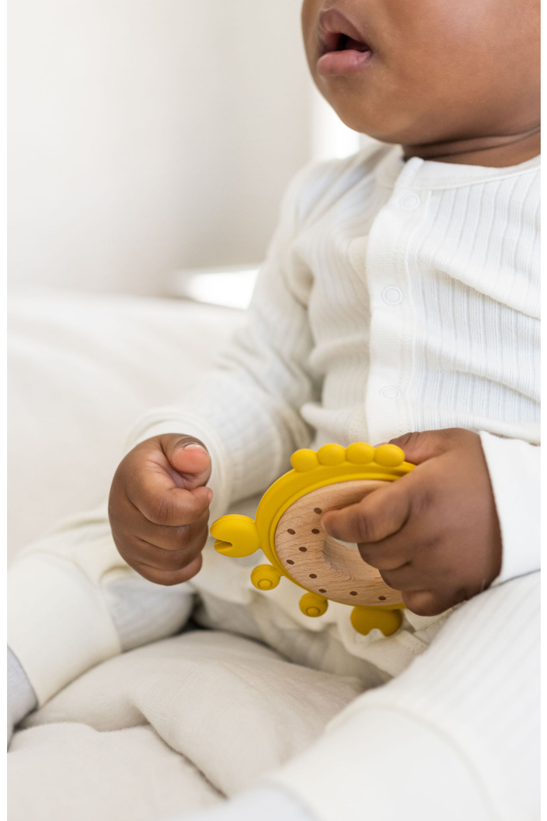 Silicone & Wood Baby Teethers, Alternate, color, Yellow Crab
