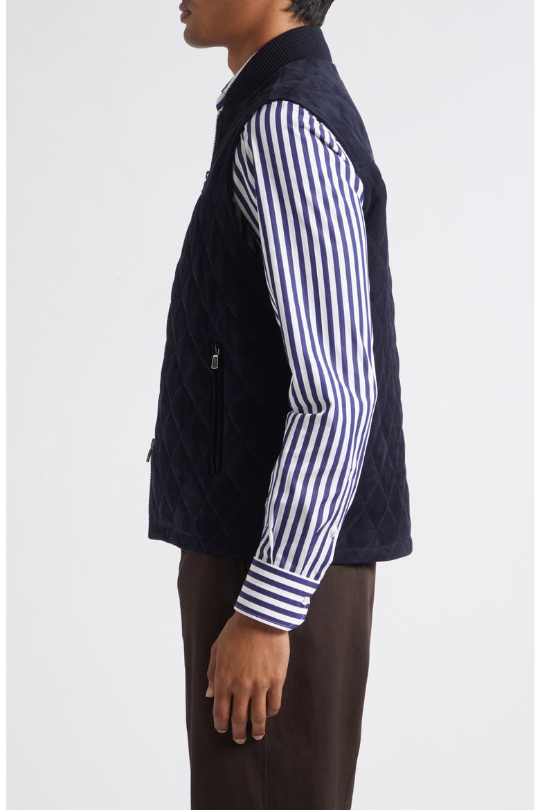 Quilted Suede Vest, Alternate, color, NAVY 814