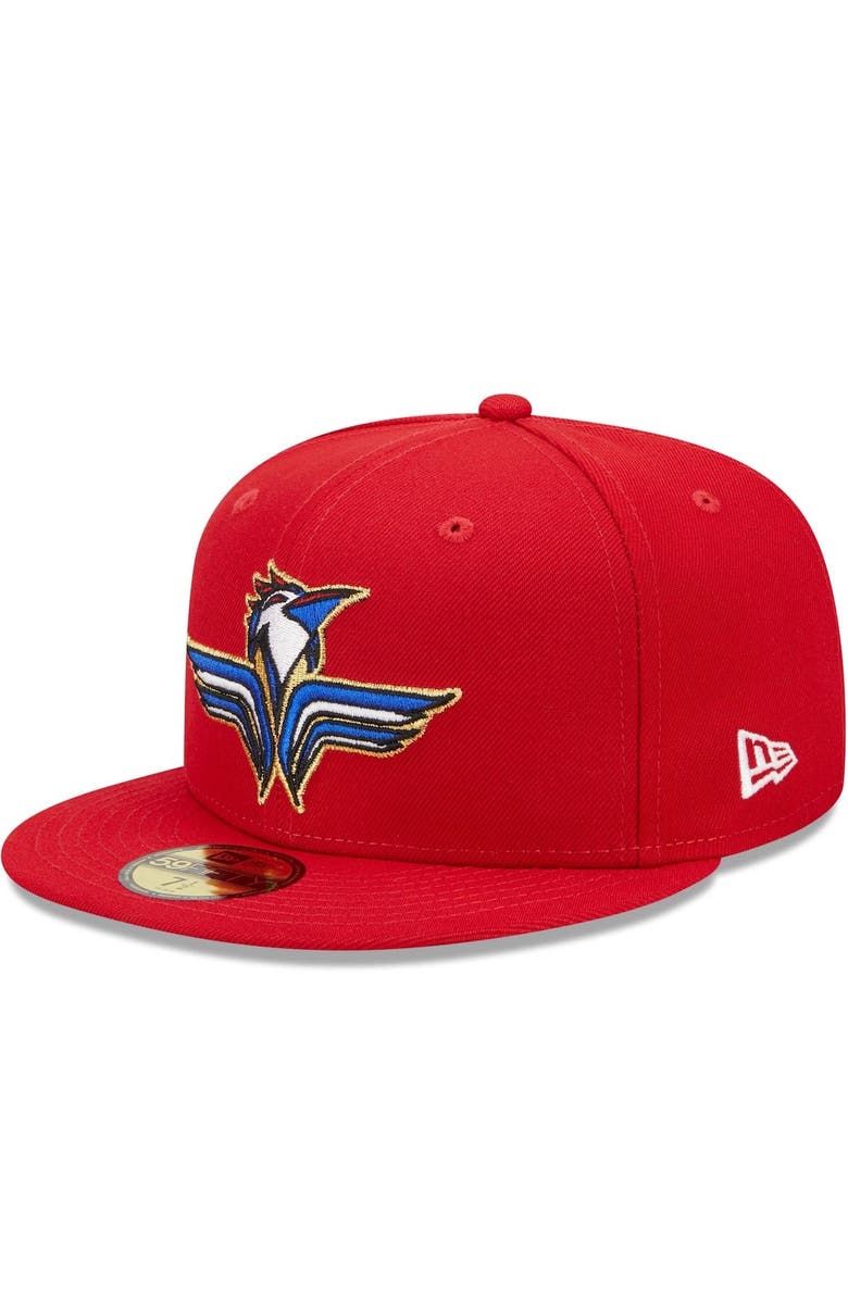 New Era Men's New Era Red Fayetteville Woodpeckers Marvel x Minor League 59FIFTY Fitted Hat, Main, color,
