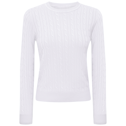 Cable Knit Ribbed Neckline Sweater