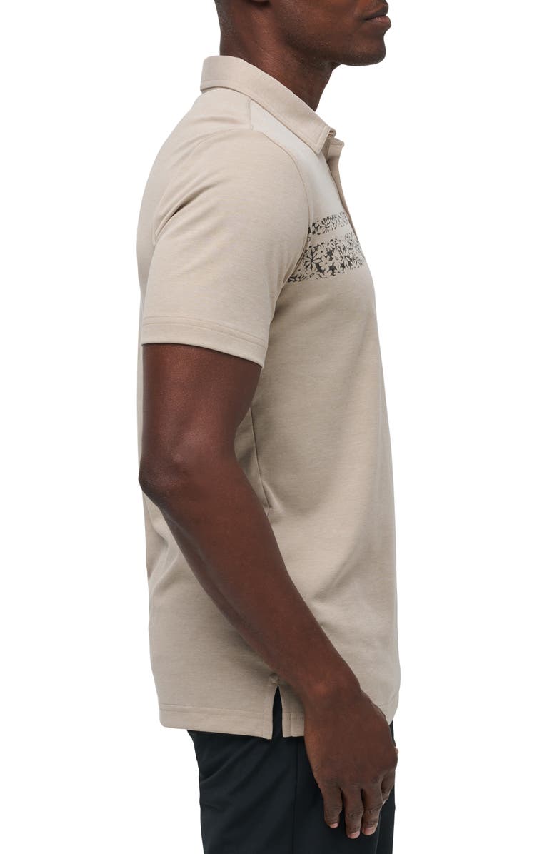 TravisMathew Deserted Cove Floral Stripe Piqué Polo, Alternate, color, Oxford Tan