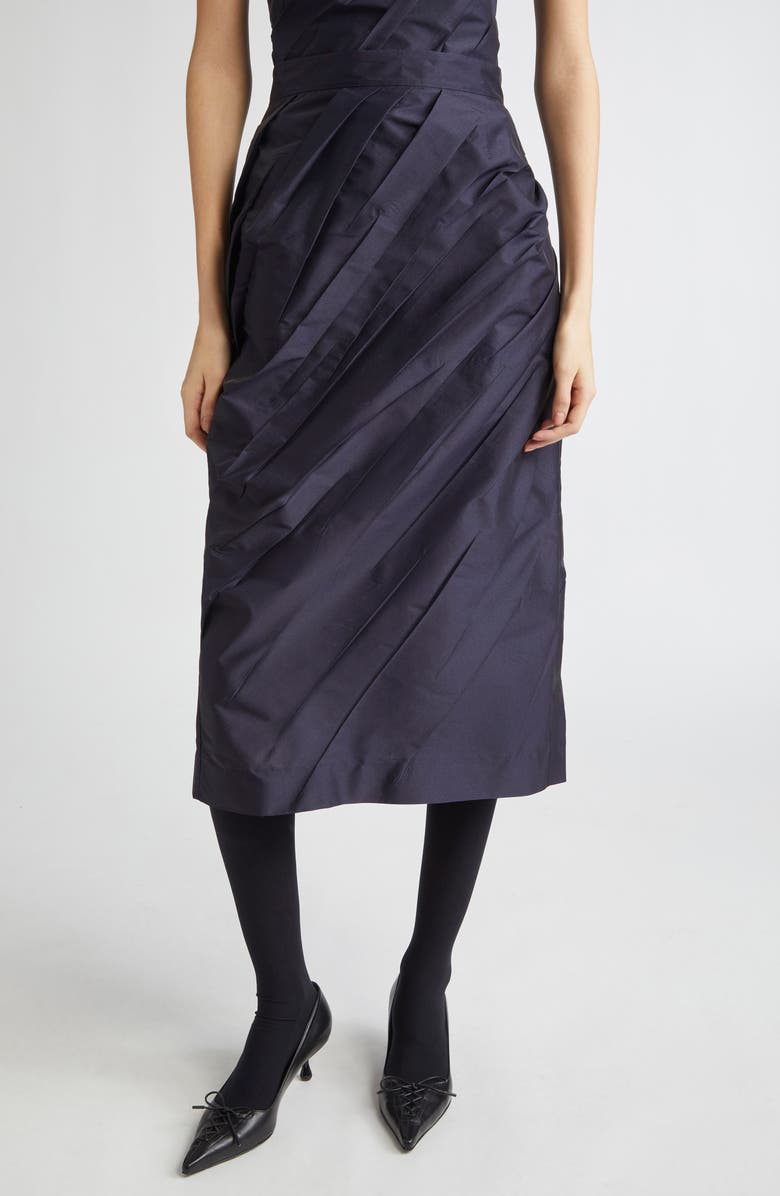 Shushu/Tong Pleated Satin Midi Skirt, Main, color,