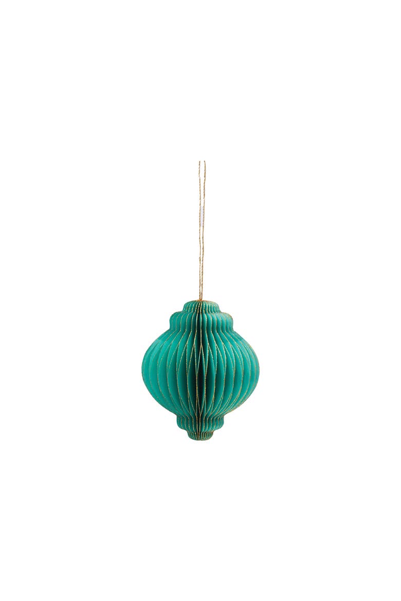 Honeycomb Paper Teal Christmas Tree Ornament, Main, color, Blue