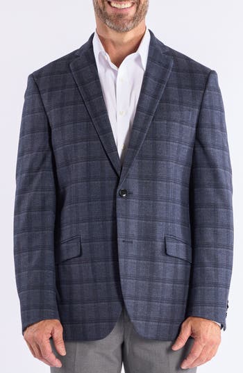 Savile Row Co Plaid Knit Sport Coat In Blue