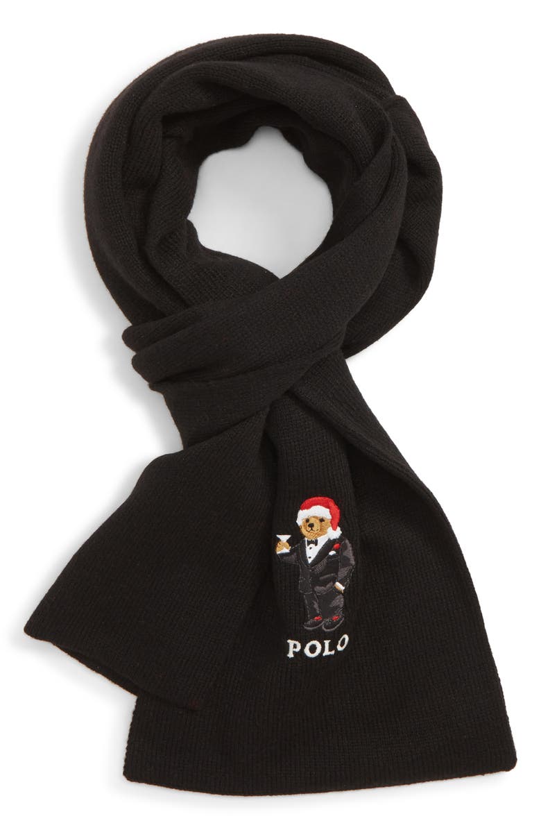 Polo Ralph Lauren Santa Hat Martini Bear Scarf, Main, color, 