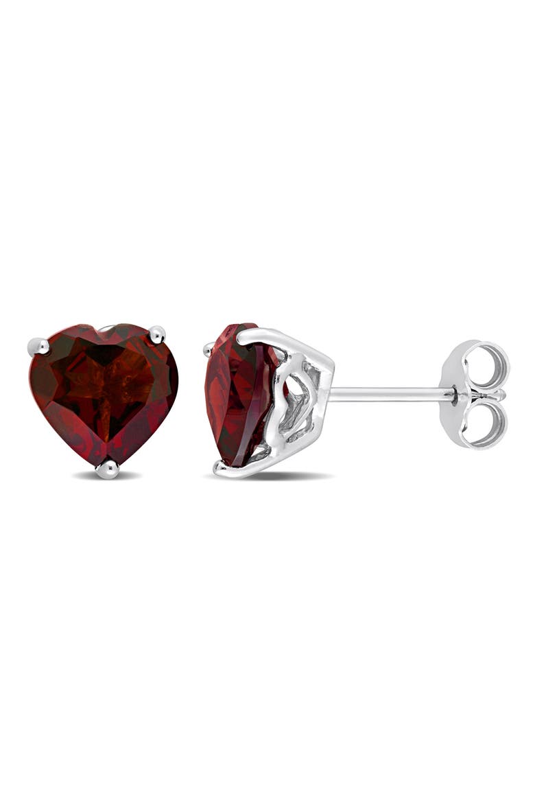 Heart Cut Garnet Stud Earrings, Main, color, RED