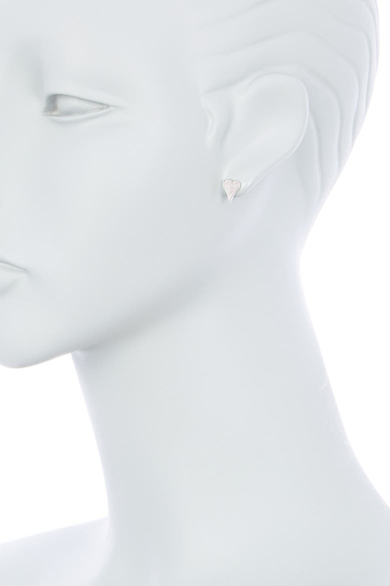 14K White Gold Pave Diamond Heart Shaped Stud Earrings - 0.17 ctw, Alternate, color, WHITE GOLD/DIAMOND