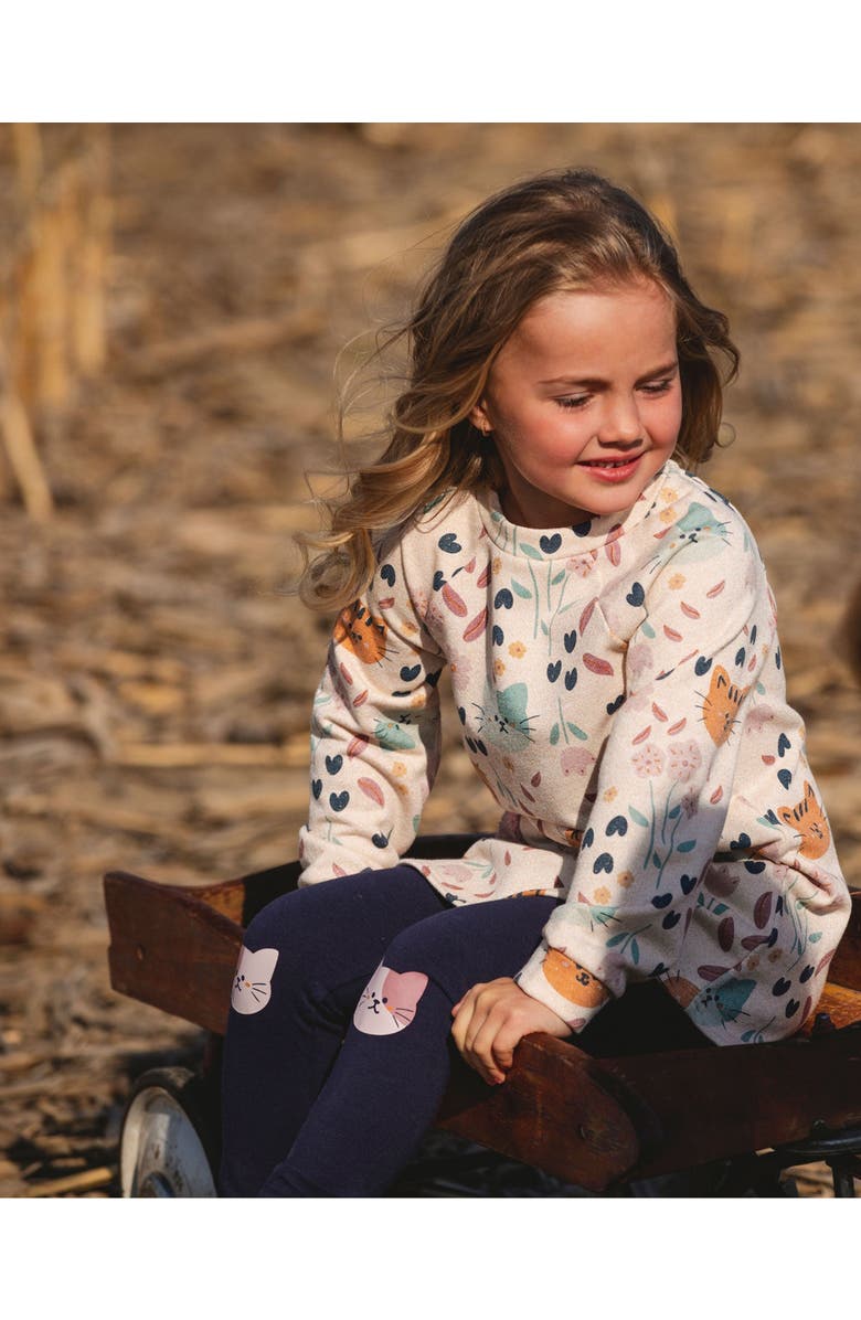 Deux par Deux Glittering French Terry Dress Cat, Alternate, color, Beige