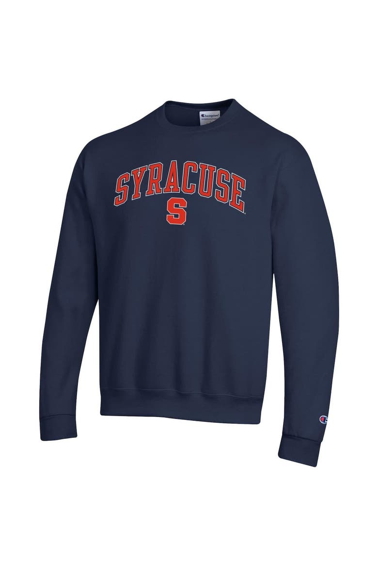 Men's Champion  Navy Syracuse Orange Arch Over Logo Pullover Sweatshirt, Alternate, color, Navy