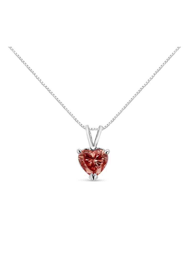 IGI 14K White Gold Martini Set 1 Ct Lab Grown Pink Heart Diamond Pendant Necklace, Main, color, White