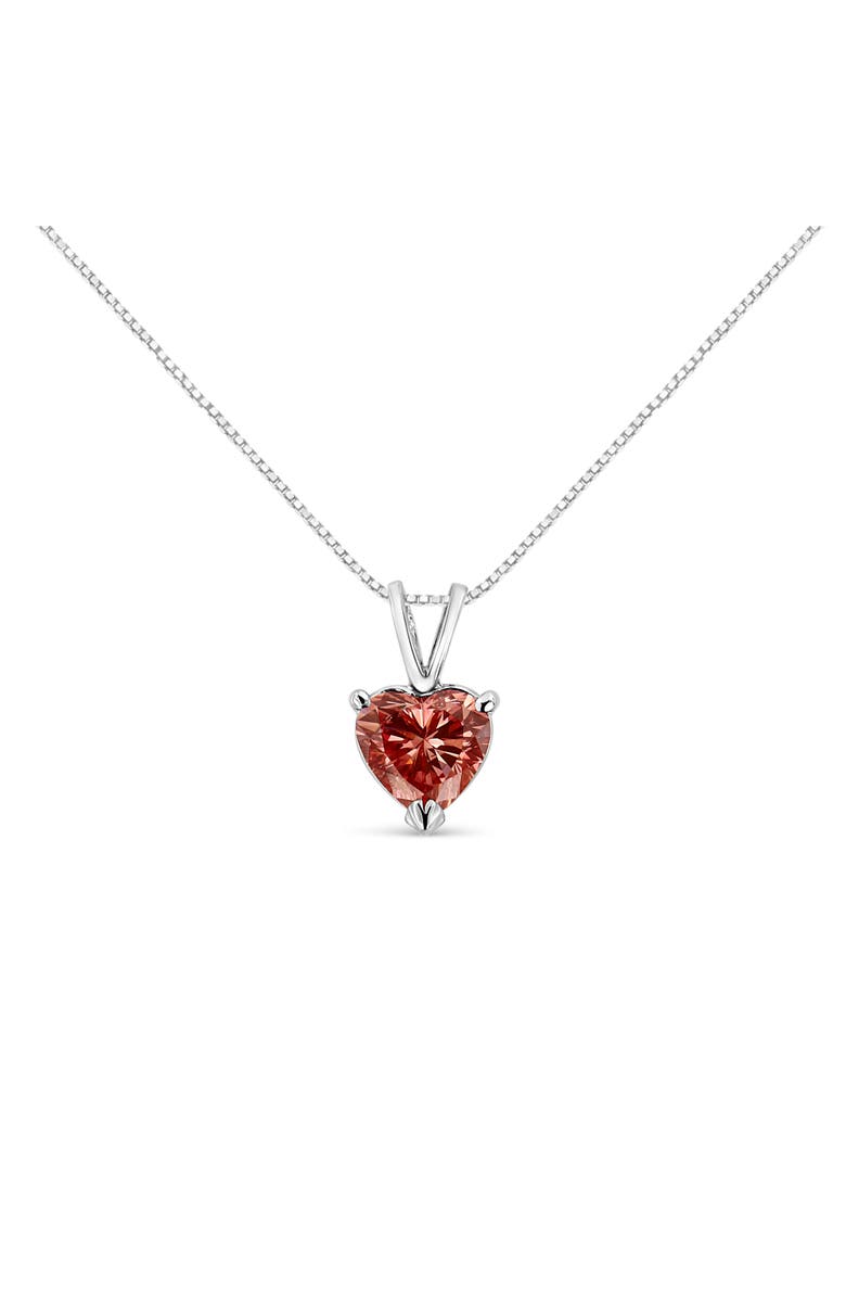 Haus of Brilliance 14K White Gold Martini 1.00 Ctw Lab Grown Pink Heart Diamond Solitaire Necklace, Main, color, White