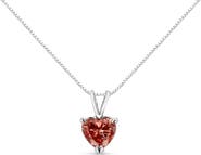 Haus of Brilliance IGI 14K White Gold Martini Set 1 Ct Lab Grown Pink Heart Diamond Pendant Necklace
