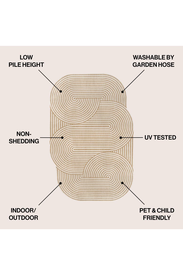 Margot Modern Geometric Arch Stripe Indoor/Outdoor Shaped Area Rug, Alternate, color, Cream/Natural