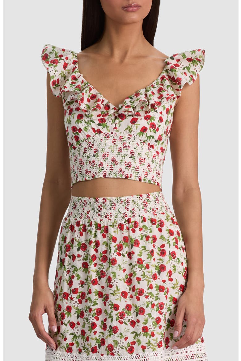 Gemma Embroidered Eyelet Top, Main, color, SUMMER POPPY SM