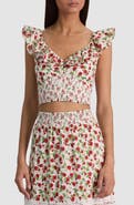 Alice + Olivia Gemma Embroidered Eyelet Top