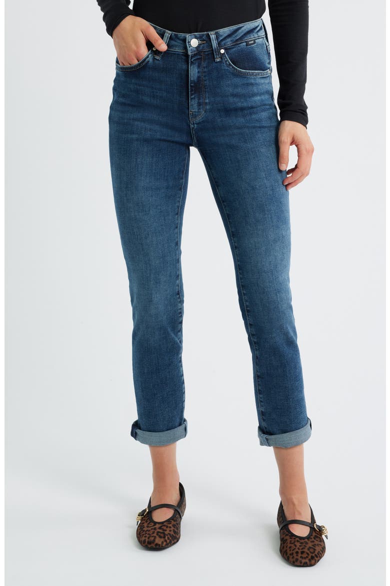 Kathleen Mid Waist Slim Boyfriend Jeans, Alternate, color, USED BRUSHED FEATHER BLUE