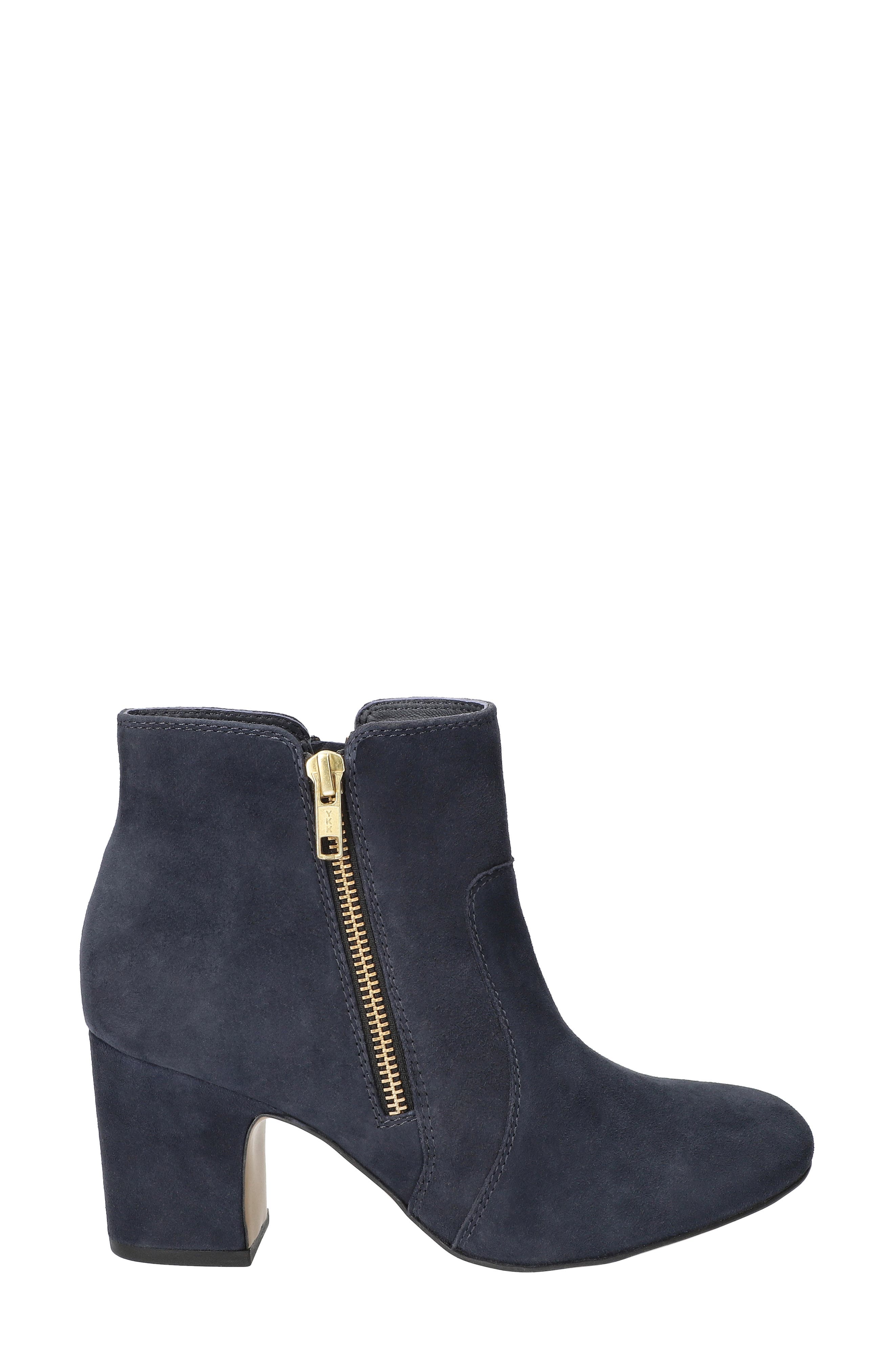 Port Block Heel Bootie, Alternate, color, NAVY SUEDE LEATHER