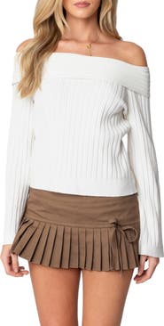 EDIKTED Brandy Off the Shoulder Rib Sweater