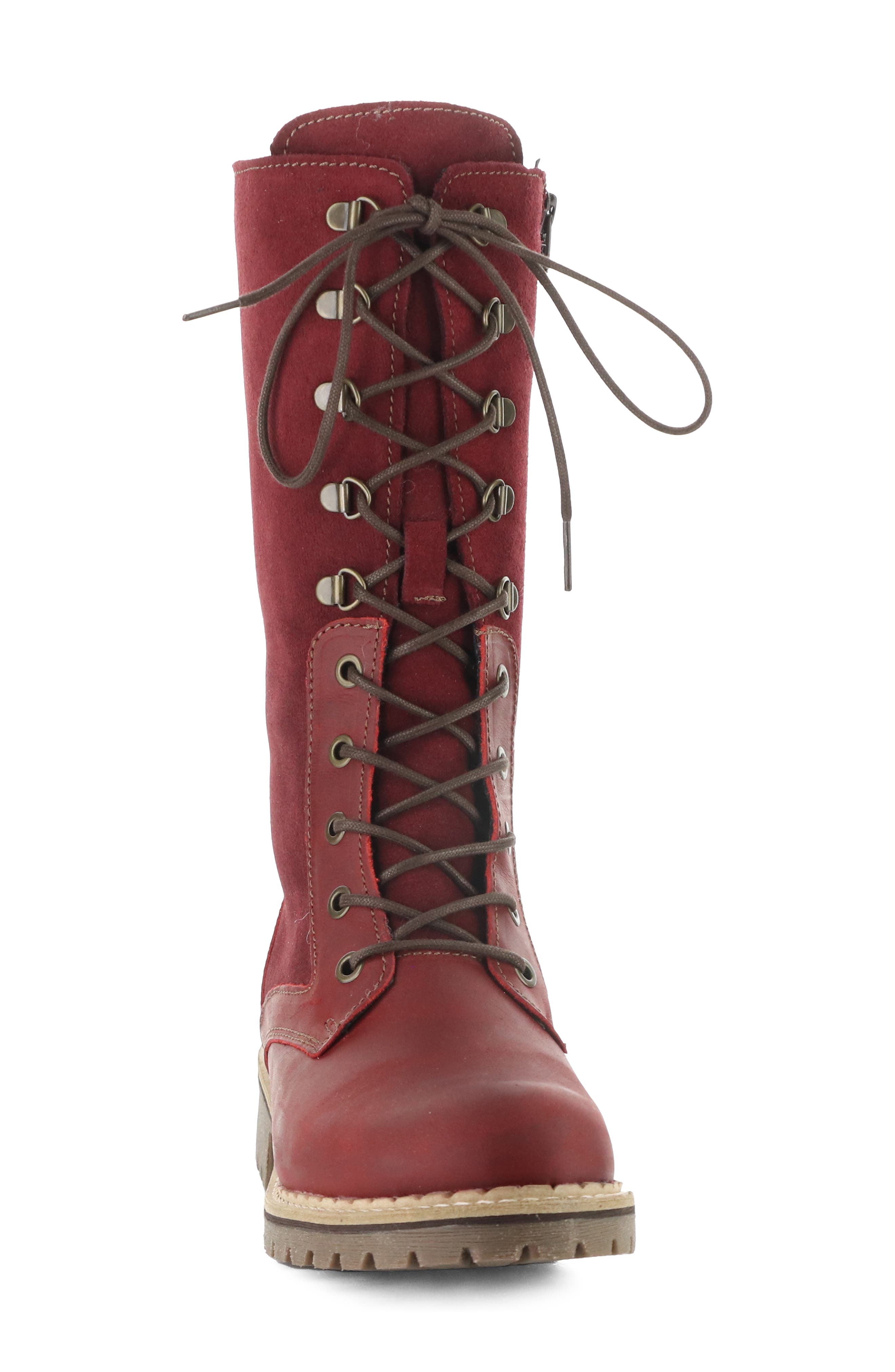 Havi Leather Lace-Up Tall Boot, Alternate, color, RED/ SANGRIA