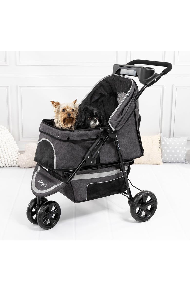 Edupet Pet Stroller in Grey & Black, 55 lb Capacity, Alternate, color, Multicolored