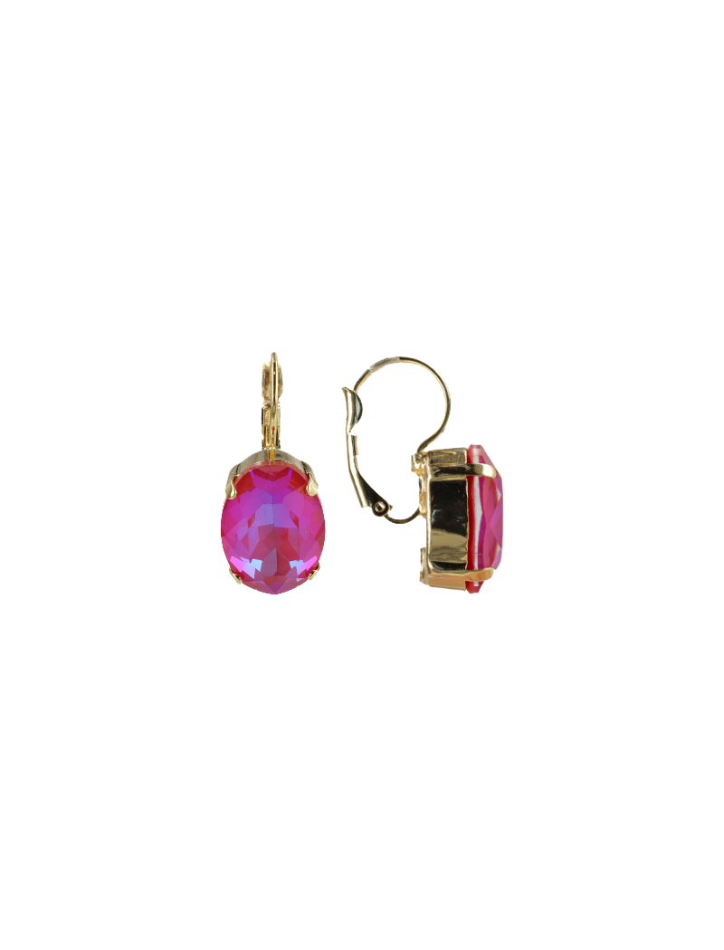Lott.gioielli Swarovski Oval Stone Hook Earrings In Fuchsia