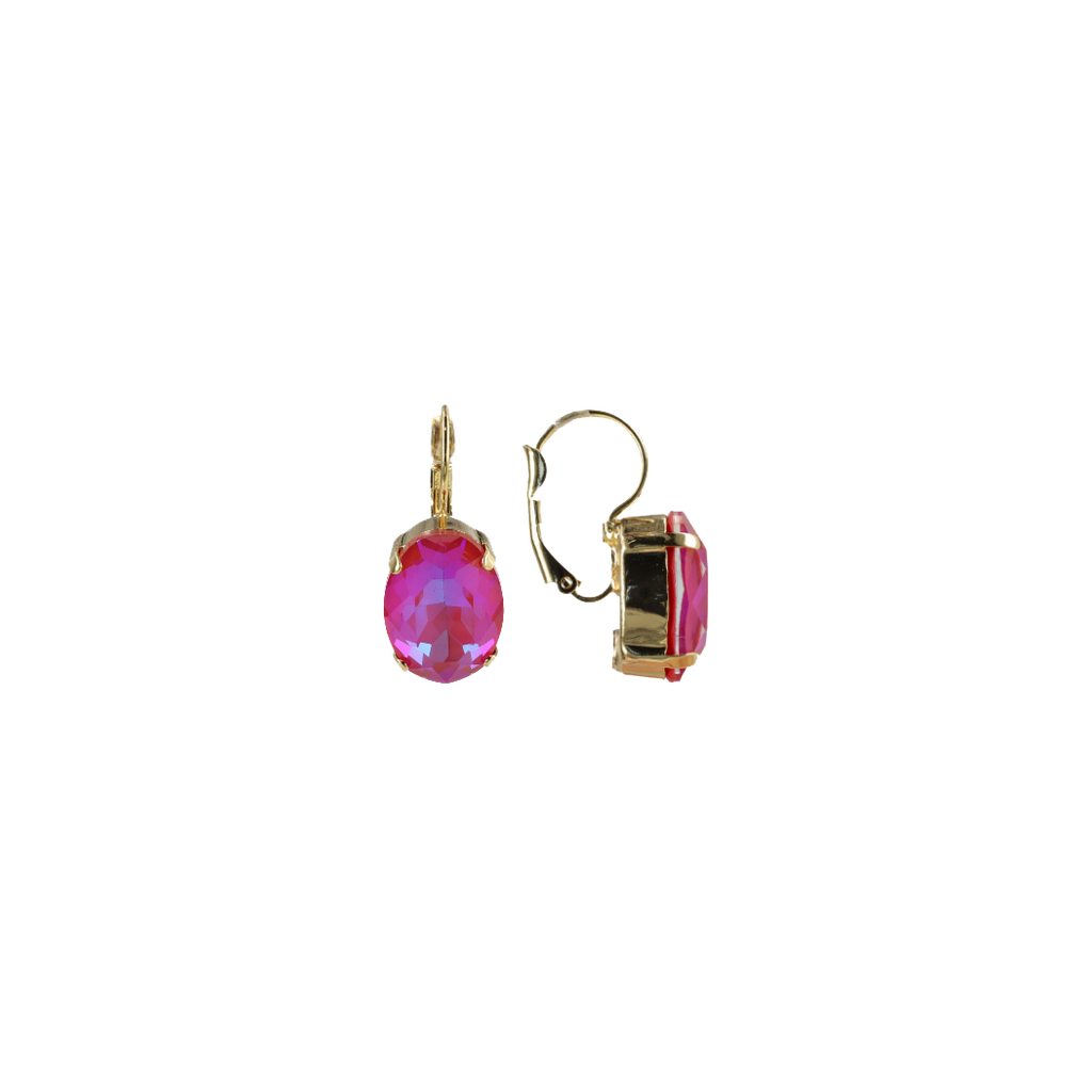 Lott.gioielli Swarovski Oval Stone Hook Earrings In Fuchsia