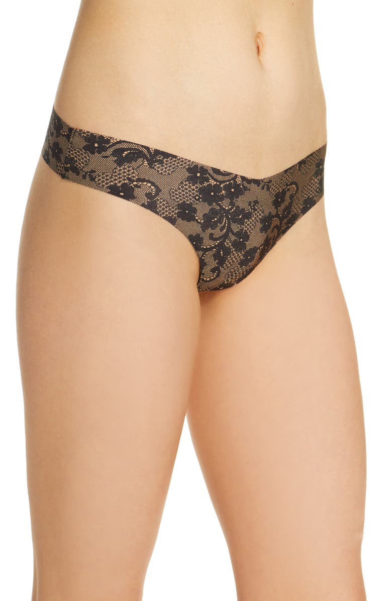 Commando Print Microfiber Thong, Alternate, color,