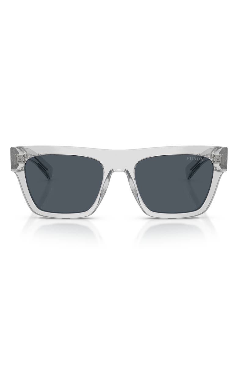 Prada 55mm Rectangular Sunglasses, Main, color, Crystal Grey / Dark Grey