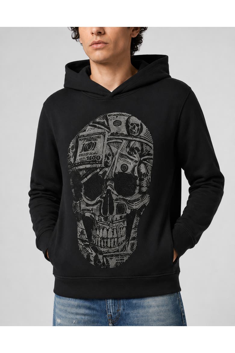 Jersey Hoodie Skull Dollar Stones Men, Alternate, color, black