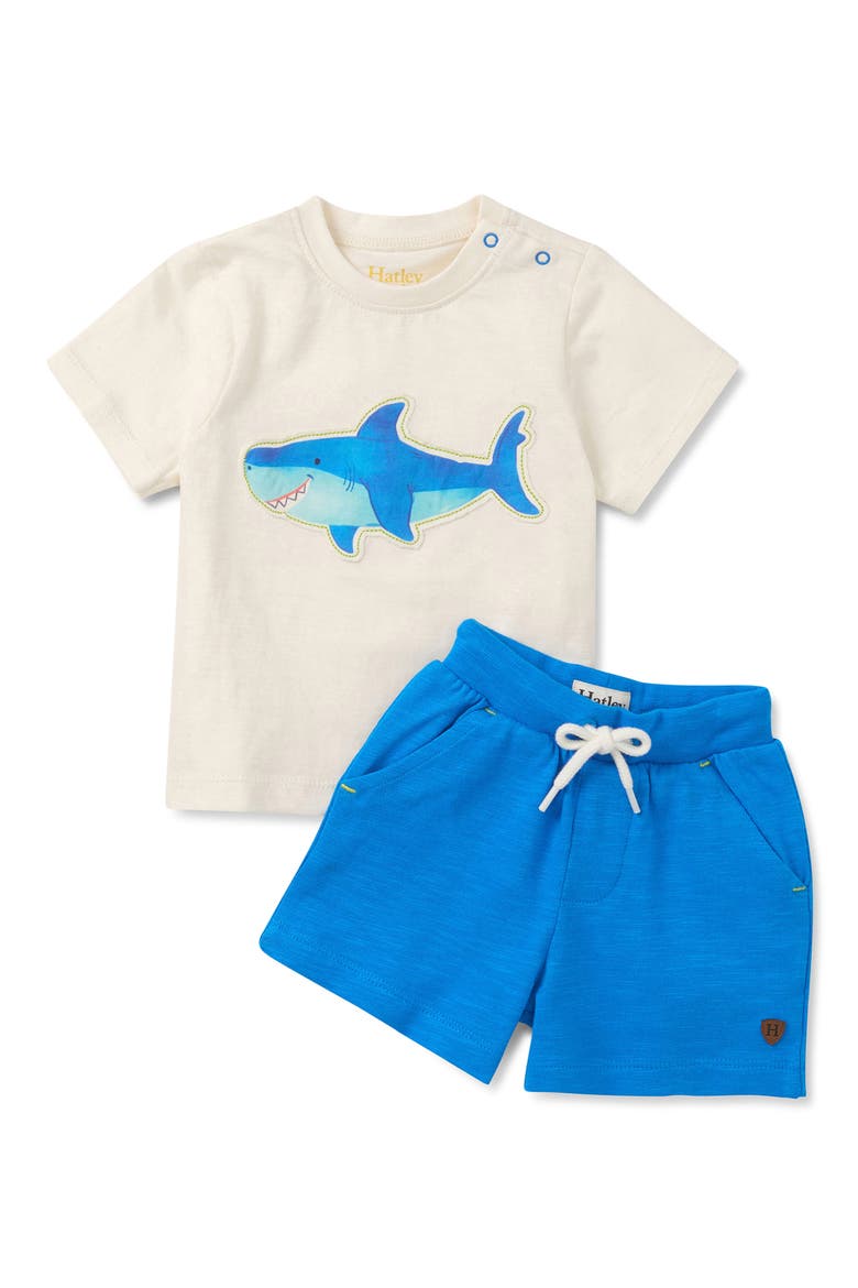 Kids' Happy Shark T-Shirt & Shorts Set, Main, color, CAMI LACE